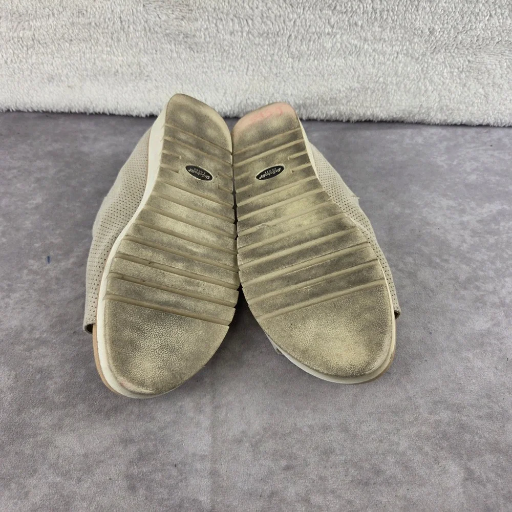 Dr. Scholls Womens Beige Perforated Platform Slide Sandals Peep Toe Mule S2159